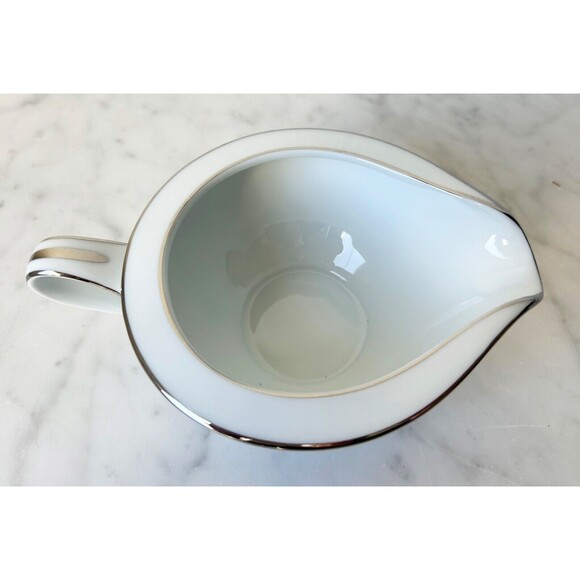 Vintage Noritake Colony China Japan Creamer White Platinum Trim - Picture 6 of 7